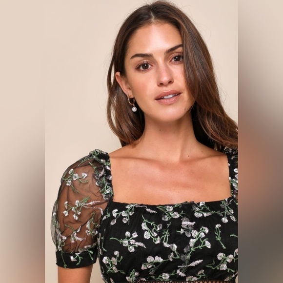 Lulus Radiant Love Black Embroidered Dress Size Medium - Picture 3 of 9